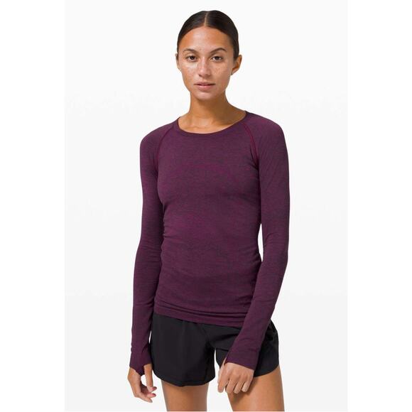 New RARE Lululemon Swiftly Tech Long Sleeve 2.0 in Deep Fuschia/Black Size 4 - Picture 1 of 8
